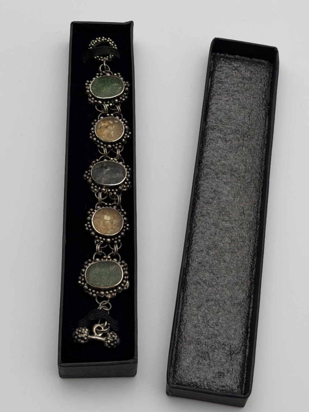 Vintage Multicolor Stone Silver Tone Bracelet